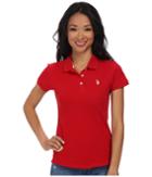 U.s. Polo Assn. Solid Small Pony Polo (red/white) Women's Short Sleeve Pullover