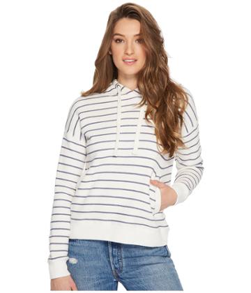 Roxy Shoal Hoodie Stripe Fleece Top (marshmallow Shoal Stripe) Women's Sweatshirt