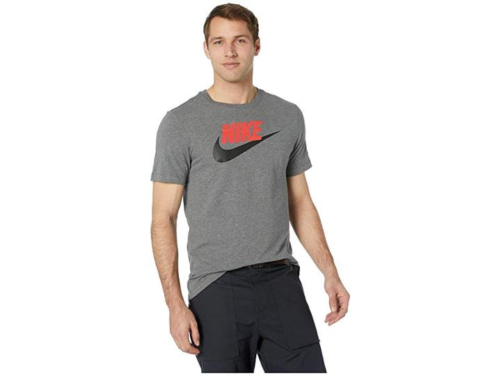 Nike Nsw Icon Futura Tee (charcoal Heather/habanero Red/black) Men's T Shirt