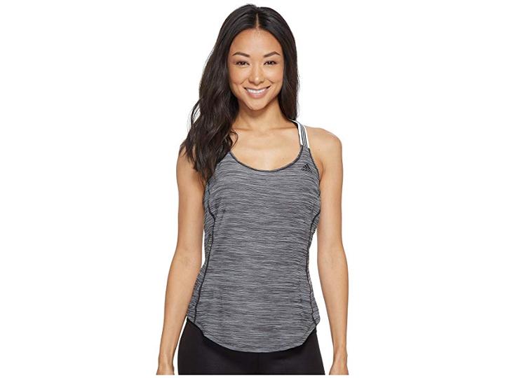 Adidas Performer Cross-back Tank Top (black Heather) Women's Sleeveless