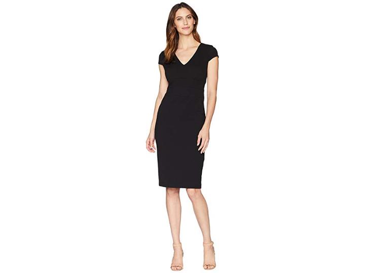 Donna Morgan Crepe Sheath Dress With Cap Sleeve (black) Women's Dress