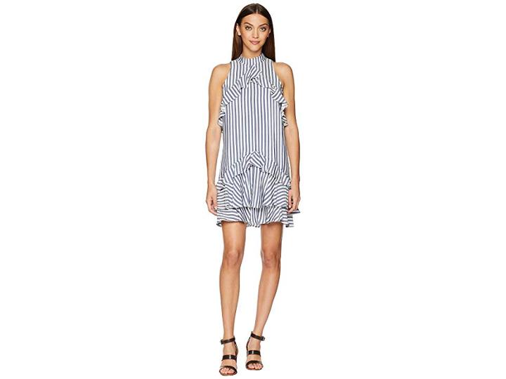 Nicole Miller Ruffle Dress (blue/white) Women's Dress