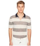 Eleventy Bold Stripe Polo (grey/ivory) Men's Short Sleeve Pullover