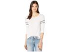 Chaser Blocked Jersey Long Sleeve Shirttail Tee (white/streaky Grey) Women's Clothing