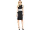 Calvin Klein Color Block Scuba Sheath Dress Cd8m1v5k (black/cream) Women's Dress