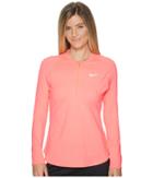 Nike Court Pure Half-zip Tennis Top (lava Glow/white) Women's Clothing