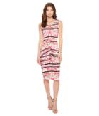 Nicole Miller Stamped Paisleys Mia Sleeveless Tidal Pleat Dress (pink Multi) Women's Dress