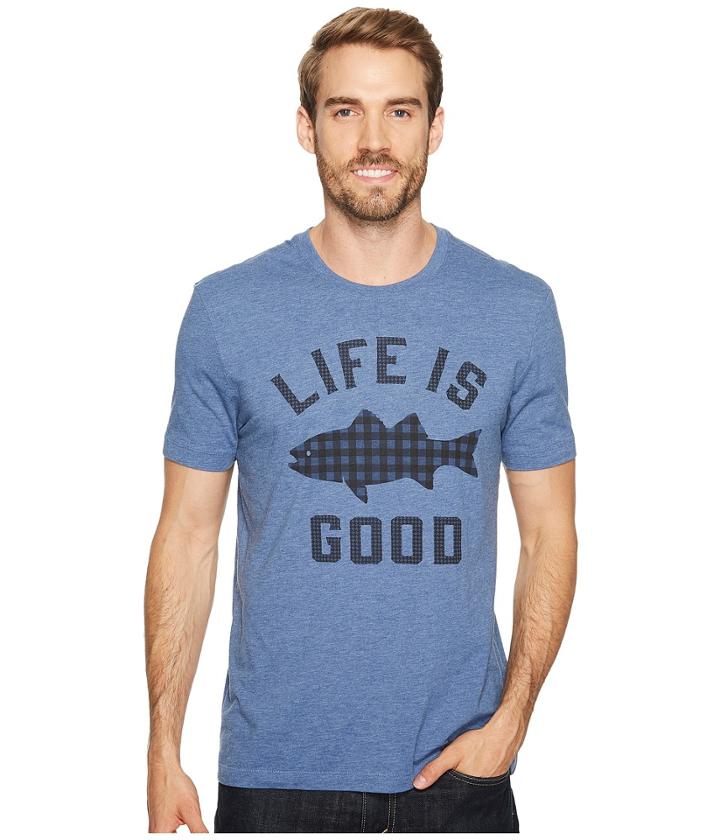 Life Is Good Fish Pattern Life Is Good(r) Cool Tee (vintage Blue) Men's Short Sleeve Pullover