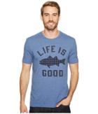 Life Is Good Fish Pattern Life Is Good(r) Cool Tee (vintage Blue) Men's Short Sleeve Pullover