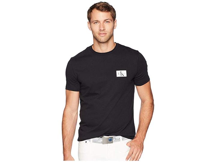 Calvin Klein Jeans Monogram Embroidery Crew Neck Tee (black) Men's T Shirt