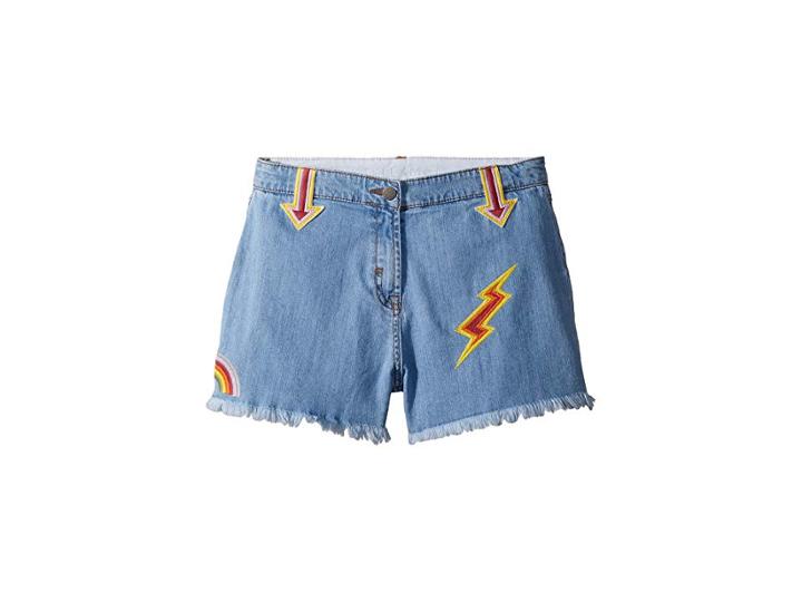 Stella Mccartney Kids Marlin Cut Off Denim Shorts W/ Patches (toddler/little Kids/big Kids) (blue) Girl's Shorts
