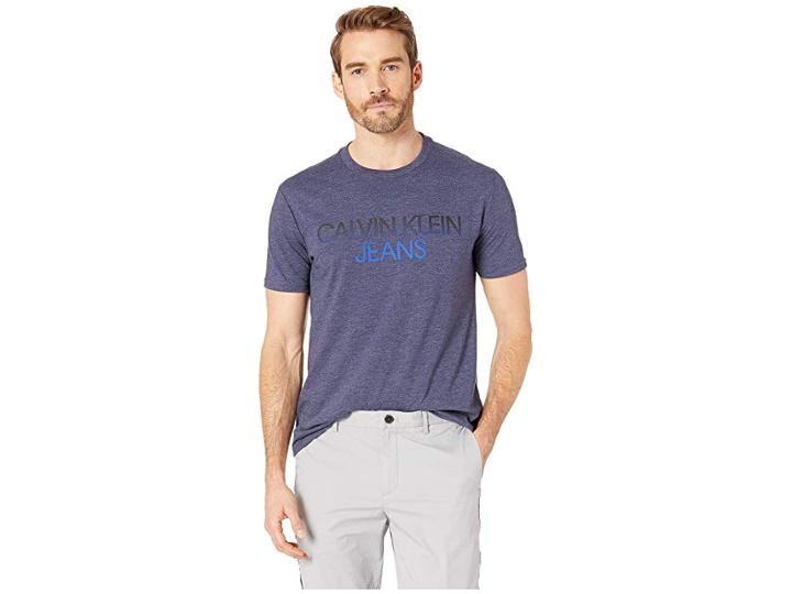 Calvin Klein Jeans Gradient Calvin Klein Crew Neck Tee (deep Indigo Heather) Men's T Shirt