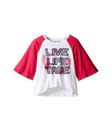 True Religion Kids Drape Baseball Tee (big Kids) (white) Girl's T Shirt