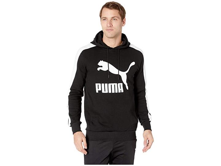 Puma Classics T7 Logo Hoodie Fleece (puma Black) Men's Sweatshirt