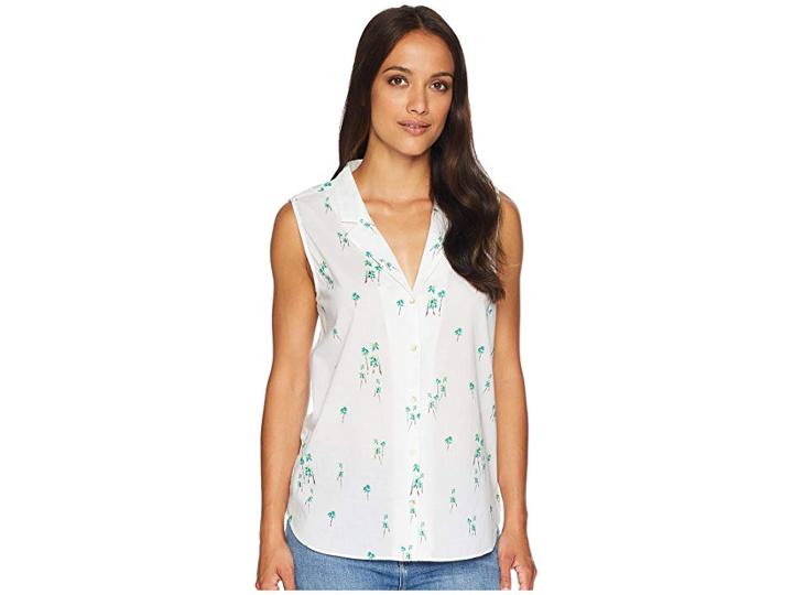 Nydj Sleeveless Button Detail Top (three Palms Optic White) Women's Sleeveless