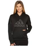 Adidas Team Issue Fleece Pullover Logo Hoodie (black Melange/black Melange/black) Women's Sweatshirt