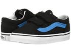 Vans Kids Old Skool V (toddler) (black/vivid Blue) Boys Shoes