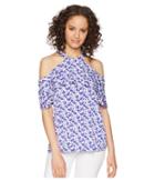 Michael Michael Kors Carnation Flounce Halter Top (amethyst/light Quartz Multi) Women's Clothing