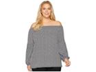 Michael Michael Kors Plus Size Mini Leopard Off Shoulder Top (white/black) Women's Short Sleeve Knit