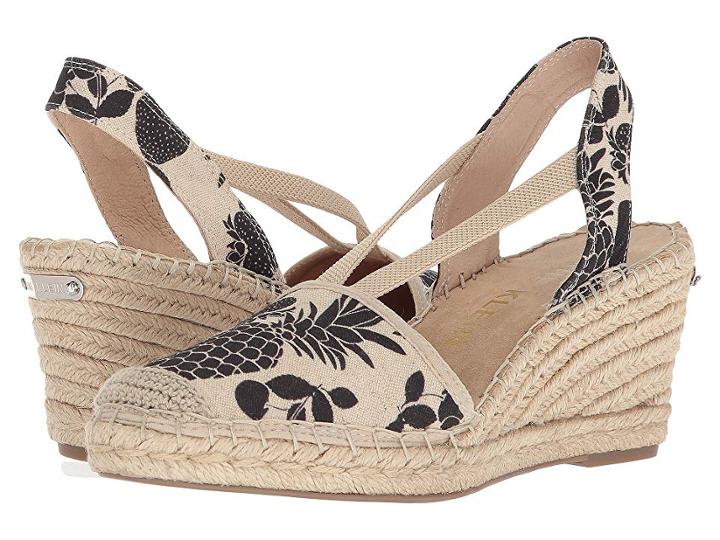 Anne Klein Abbey (black/natural Multi Fabric) Women's Wedge Shoes