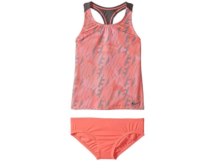 Nike Kids Amp Axis Racerback Sport Tankini Set (big Kids) (hot Punch) Girl's Swimwear Sets