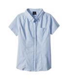 U.s. Polo Assn. Kids Short Sleeve Oxford Shirt (big Kids) (blue) Girl's Clothing