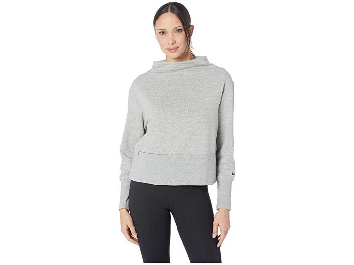 Nike Studio Mock Neck Versa Pullover (dark Grey Heather/black) Women's Clothing