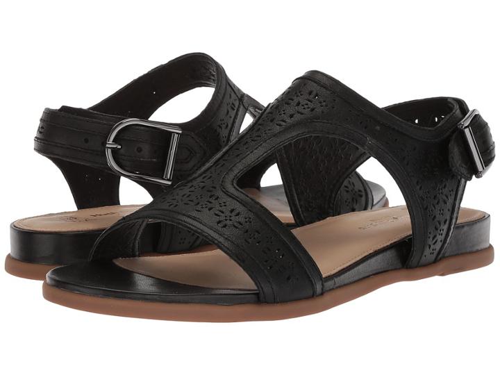 Hush Puppies Dalmatian T-strap (black Perf Leather) Women's Sandals