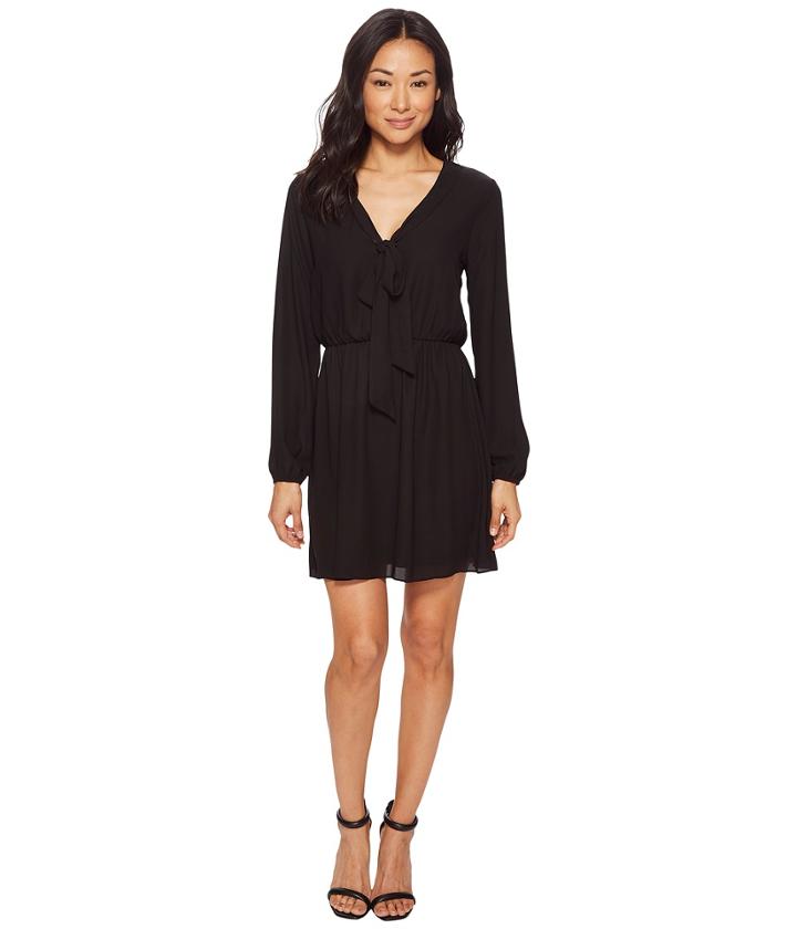 American Rose Emily Long Sleeve Tie-front Dress (black) Women's Dress