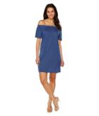 Two By Vince Camuto Off The Shoulder Easy Knit Dress (indigo Heather) Women's Dress