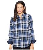 Chaps Non Iron Broadcloth Long Sleeve Shirt (white Multi) Women's Clothing