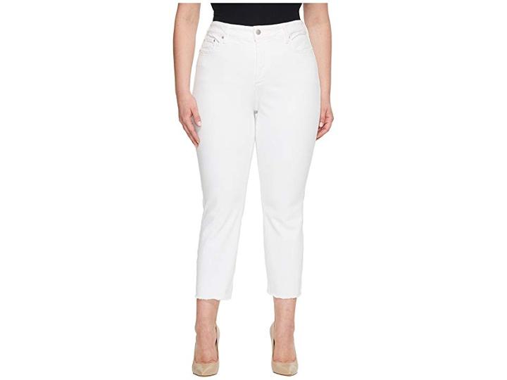 Nydj Plus Size Plus Size Sheri Slim Ankle W/ Fray Hem In Optic White (optic White) Women's Jeans