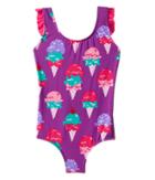 Hatley Kids Ice Cream Treats Ruffle Swimsuit (toddler/little Kids/big Kids) (purple) Girl's Swimsuits One Piece
