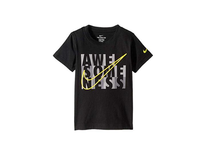 Nike Kids Awesomeness Blocks Short Sleeve Tee (little Kids) (black) Boy's Clothing
