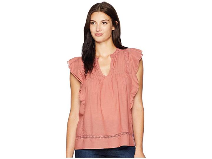 Lucky Brand Sleeveless Pintuck Top (light Mahogany) Women's Clothing