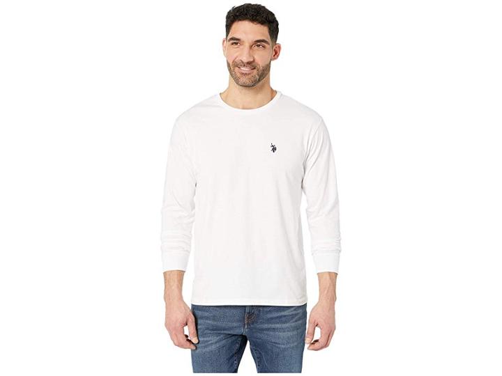U.s. Polo Assn. Long Sleeve Crew Neck T-shirt (white) Men's T Shirt