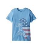 Life Is Good Kids Crusher Big Flag Dog Tee (little Kids/big Kids) (powder Blue) Boy's T Shirt