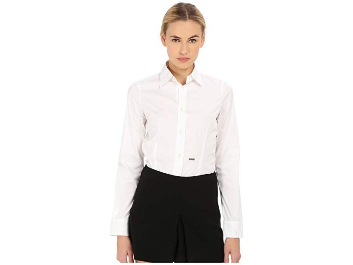 Dsquared2 Classic One Button Shirt (white) Women's Long Sleeve Button Up