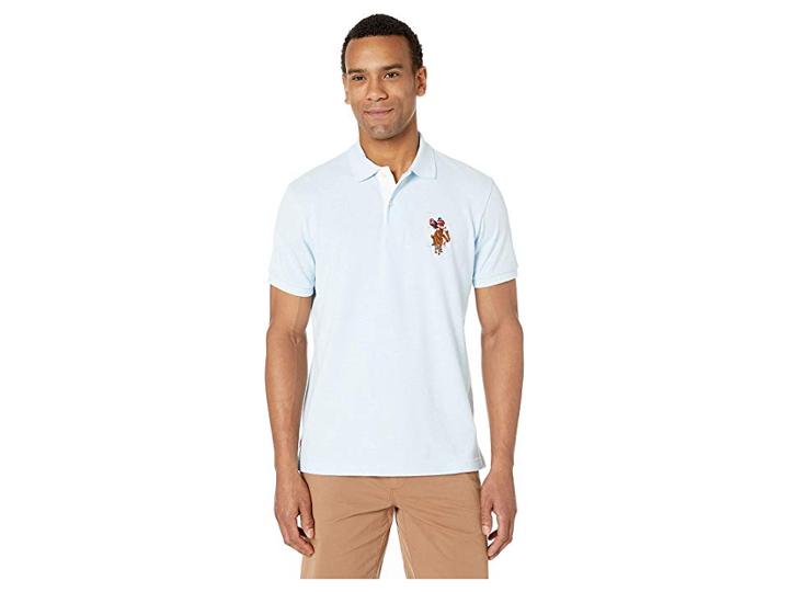 U.s. Polo Assn. Pique Polo W/ Multicolor Dhm (tahoe Blue Heather) Men's Clothing