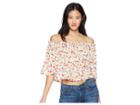Jack By Bb Dakota Ayla Wild Poppies Printed Off The Shoulder Top (cloud White) Women's Clothing