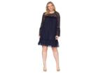 Michael Michael Kors Plus Size Long Sleeve Lace Ruffle Dress (true Navy) Women's Dress