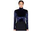 Versace Jeans Couture Cropped Velvet Turtleneck (pavone) Women's Clothing