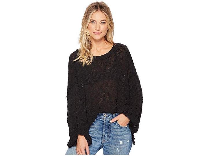 Free People Island Girl Hacci (black) Women's Long Sleeve Pullover