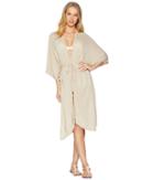 Michael Stars Brooklyn Jersey Long 3/4 Sleeve Cover-up (fawn) Women's Clothing