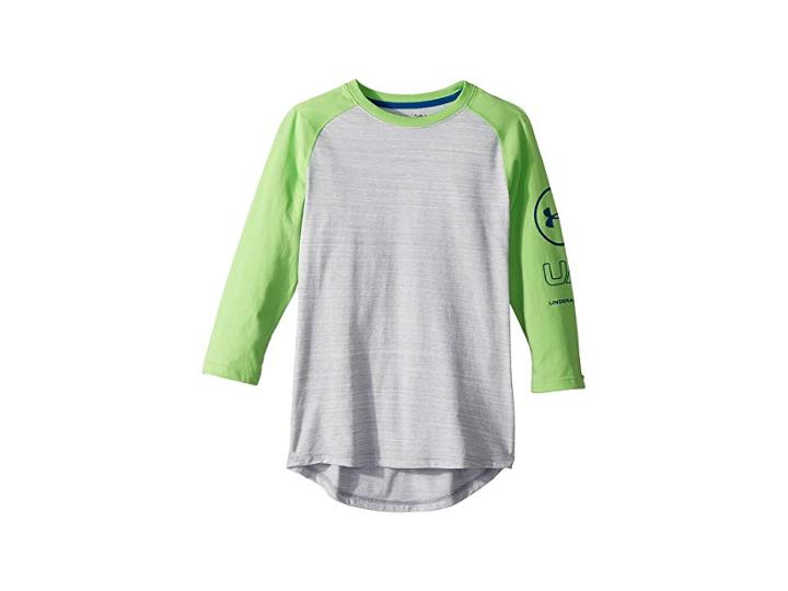 Under Armour Kids Mvp Power Sleeve Tee (big Kids) (overcast Gray/arena Green/moroccan Blue) Boy's T Shirt