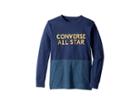 Converse Kids Long Sleeve Static Heather Silicone Tee (big Kids) (midnight Navy) Boy's Long Sleeve Pullover