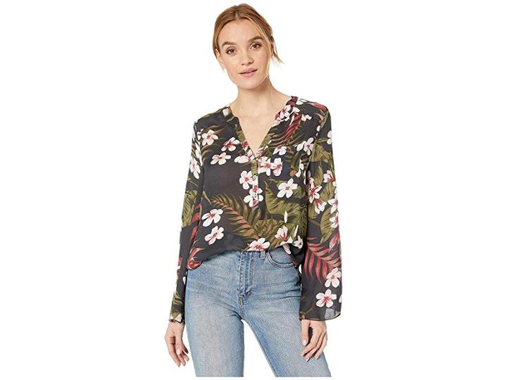 Chaser Heirloom Gauze Off Shoulder Frayed Tier Sleeve Top (tropical) Women's Clothing