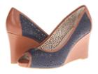 Rockport Seven To 7 Laser Peep Toe Wedge (peacoat) Women's Wedge Shoes