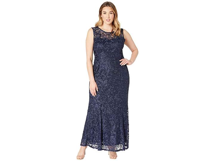 Marina Plus Size Sleeveless Lace Gown (eggplant) Women's Dress