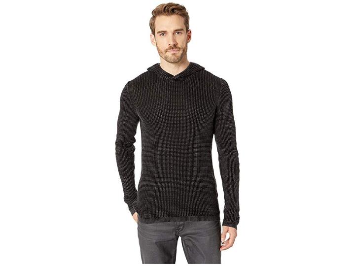 John Varvatos Star U.s.a. Pullover Waffle Hoodie In Acid Wash (black) Men's Clothing